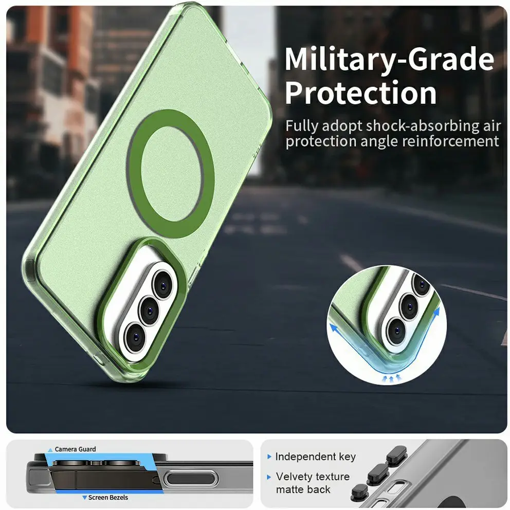Samsung Galaxy A57 Hoesje MagSafe Backcover Semi-Transparant & Groen afbeelding 9