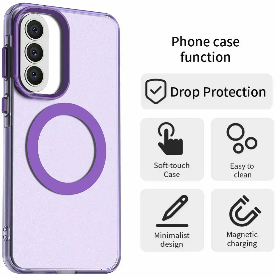 Samsung Galaxy A57 Hoesje MagSafe Backcover Semi-Transparant & Paars afbeelding 7