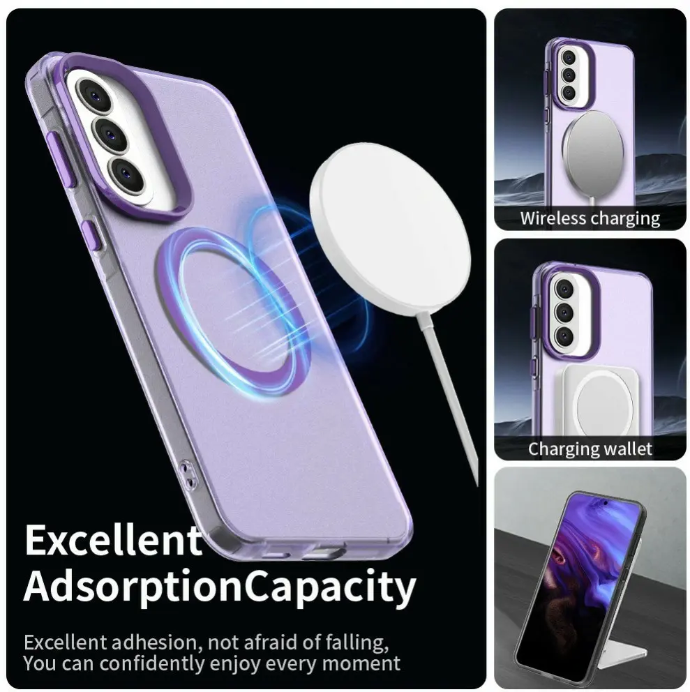 Samsung Galaxy A57 Hoesje MagSafe Backcover Semi-Transparant & Paars afbeelding 2
