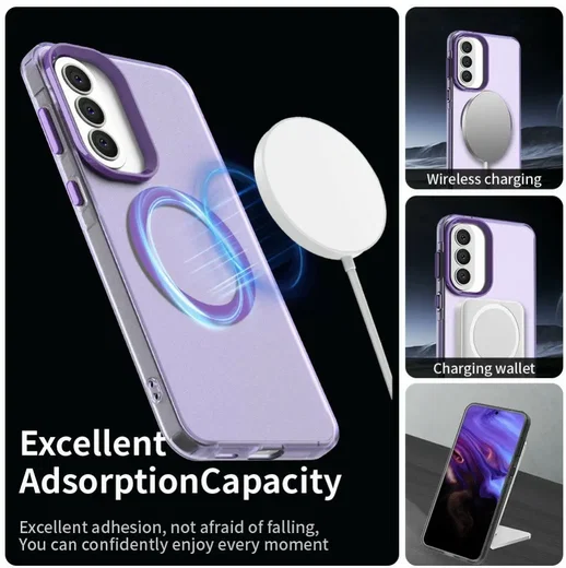 Samsung Galaxy A57 Hoesje MagSafe Backcover Semi-Transparant & Paars afbeelding 2