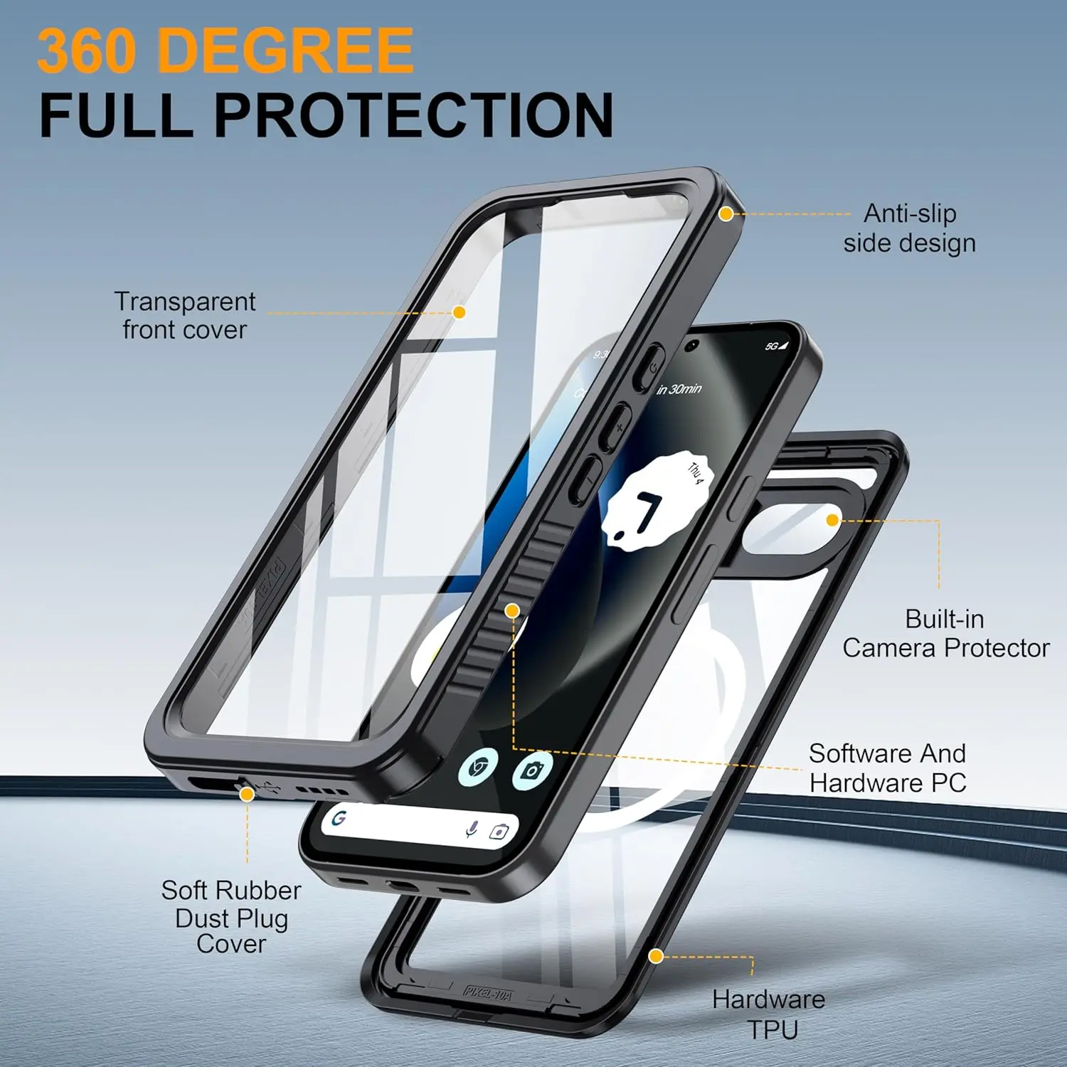 SBG Outdoor Case Google Pixel 10a Waterdicht met MagSafe / Qi2 Zwart afbeelding 5