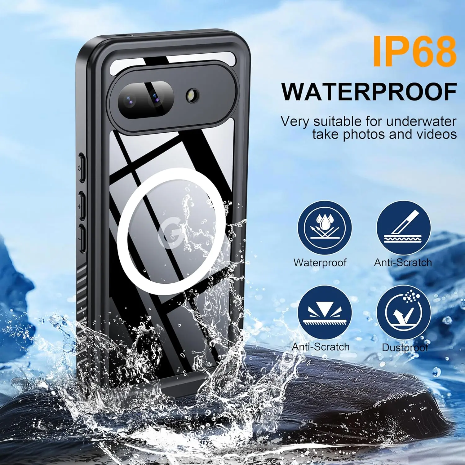 SBG Outdoor Case Google Pixel 10a Waterdicht met MagSafe / Qi2 Zwart afbeelding 2