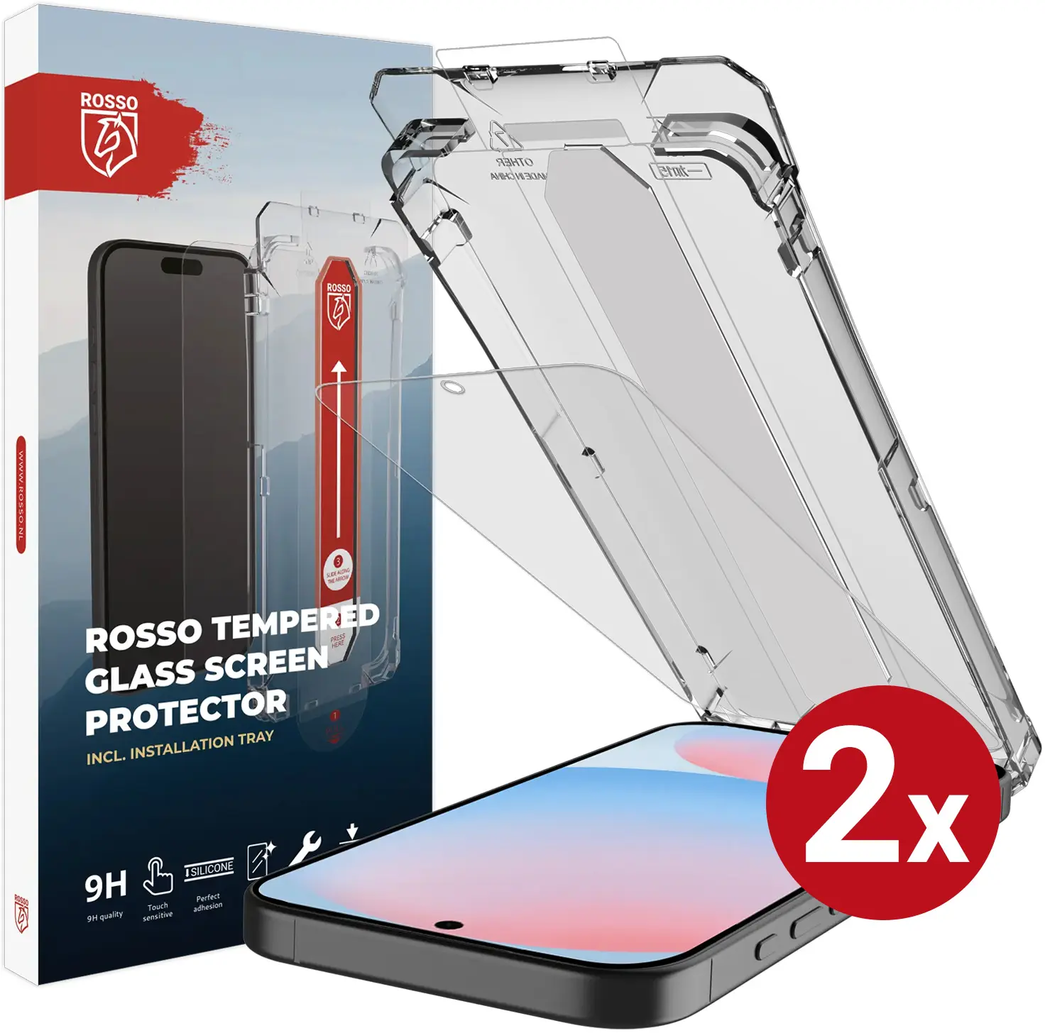 Rosso Samsung Galaxy A57 Tempered Glass Installatietray Dust Removal (2-Pack) afbeelding 1