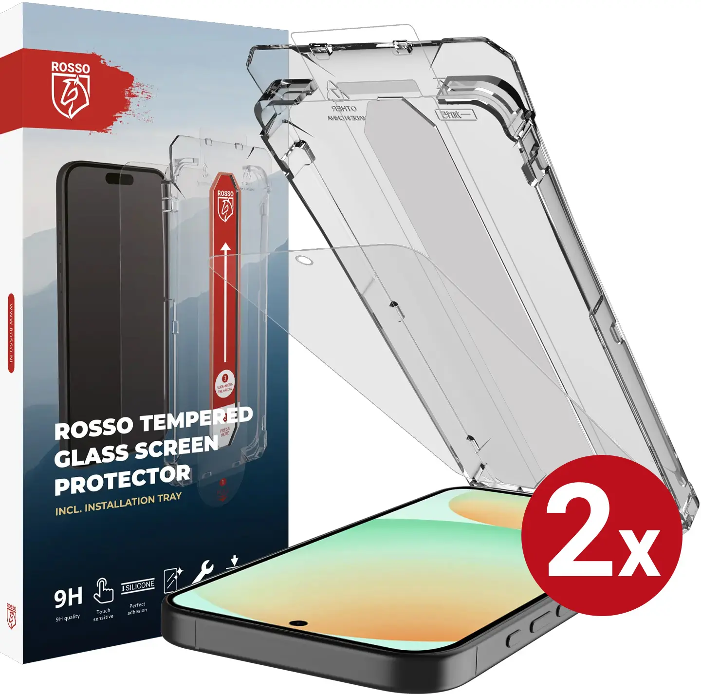 Rosso Samsung Galaxy A37 Tempered Glass Installatietray Dust Removal (2-Pack) afbeelding 1