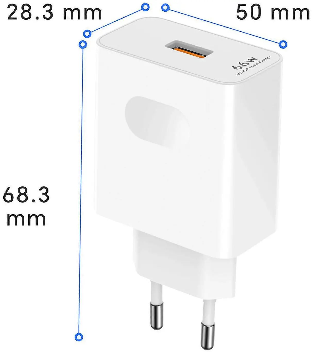 Originele Honor 66W USB-A Oplader GaN Snellader SuperCharge Wit afbeelding 5