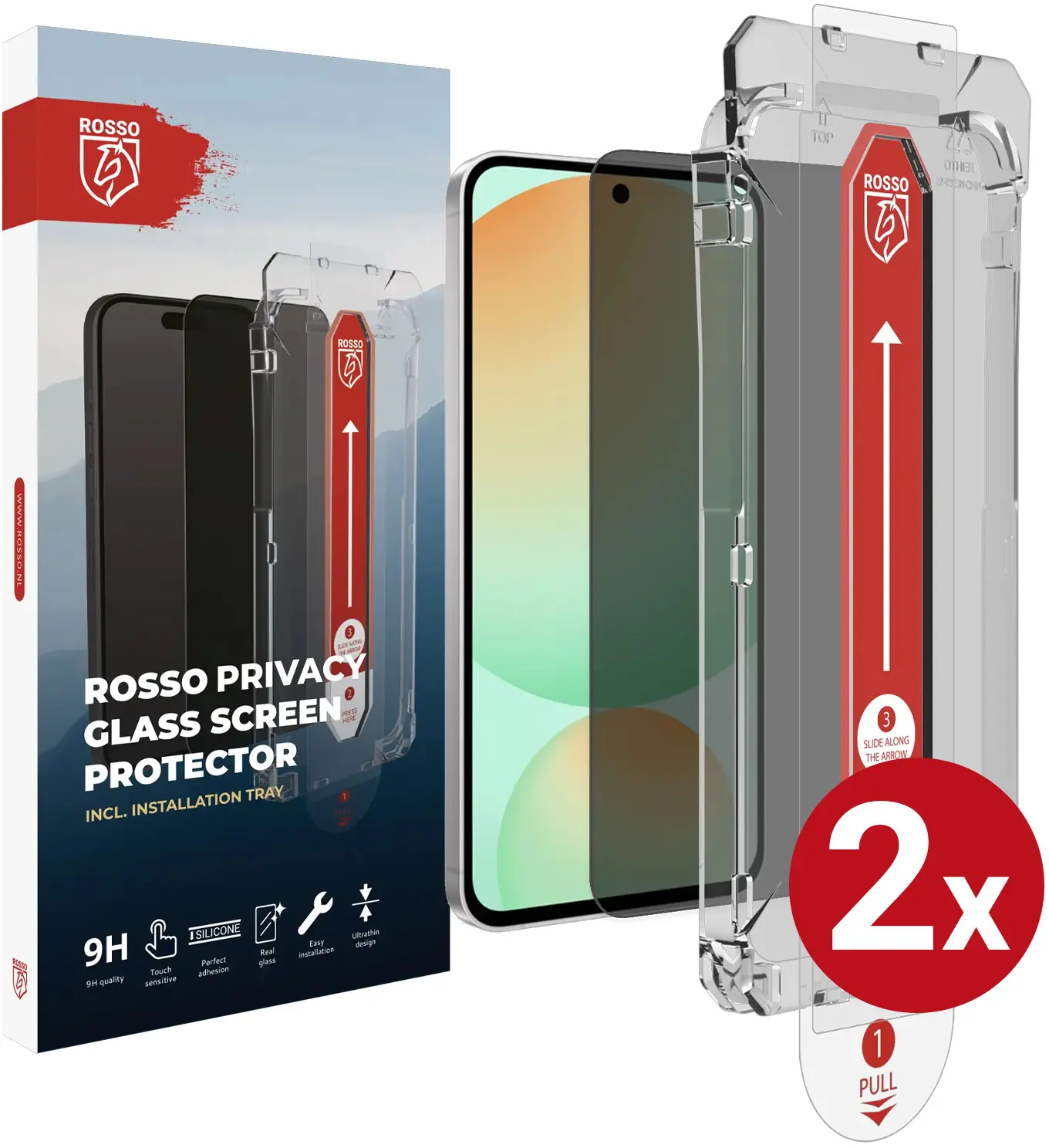 Rosso Samsung Galaxy A37 Privacy Glass met Installatietray Dust Removal (2-Pack) afbeelding 2