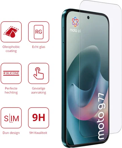 Rosso Motorola Moto G77 9H Tempered Glass Screen Protector afbeelding 2