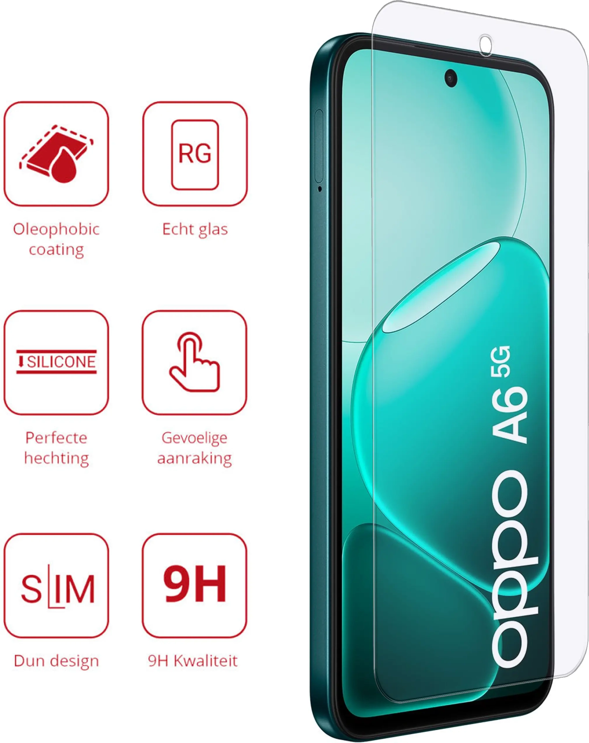 Rosso Oppo A6 9H Tempered Glass Screen Protector afbeelding 2