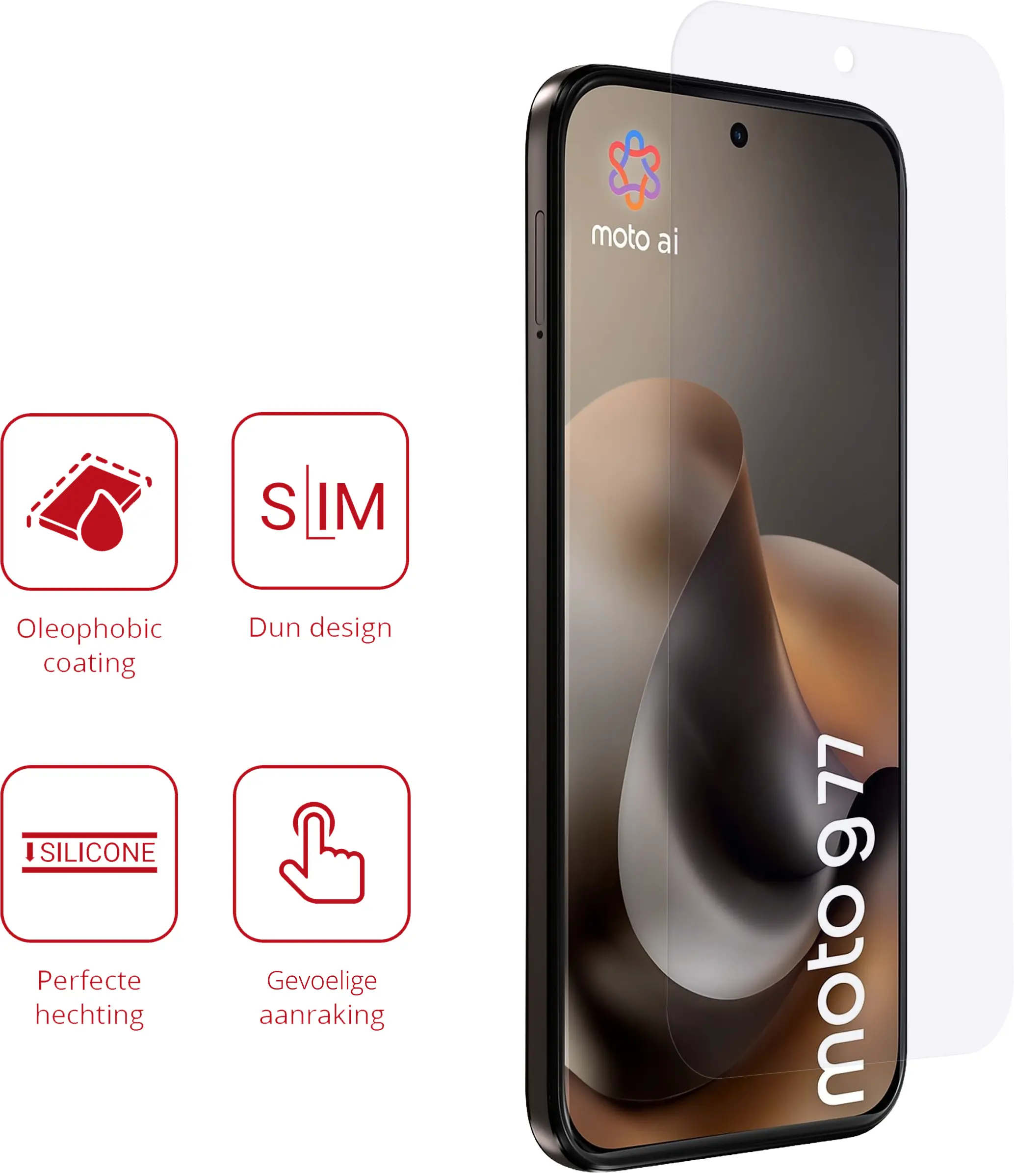 Rosso Motorola Moto G77 Screen Protector Case Friendly Folie Duo Pack afbeelding 2