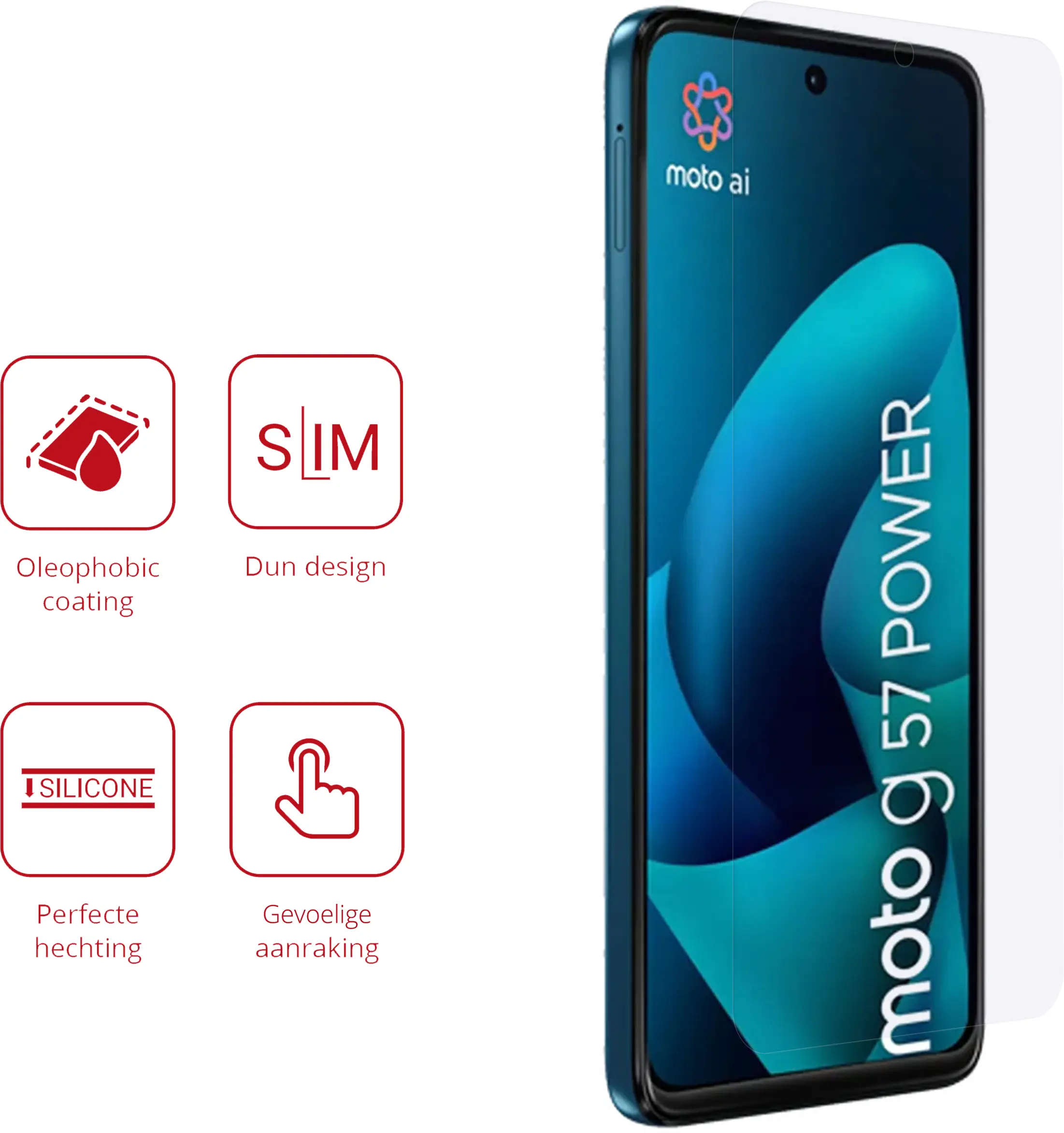 Rosso Motorola Moto G57 Power Screen Protector Case Friendly Folie Duo Pack afbeelding 2