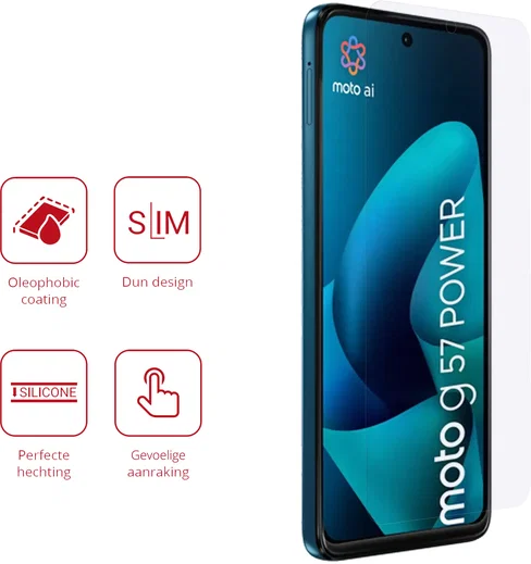 Rosso Motorola Moto G57 Power Screen Protector Case Friendly Folie Duo Pack afbeelding 2