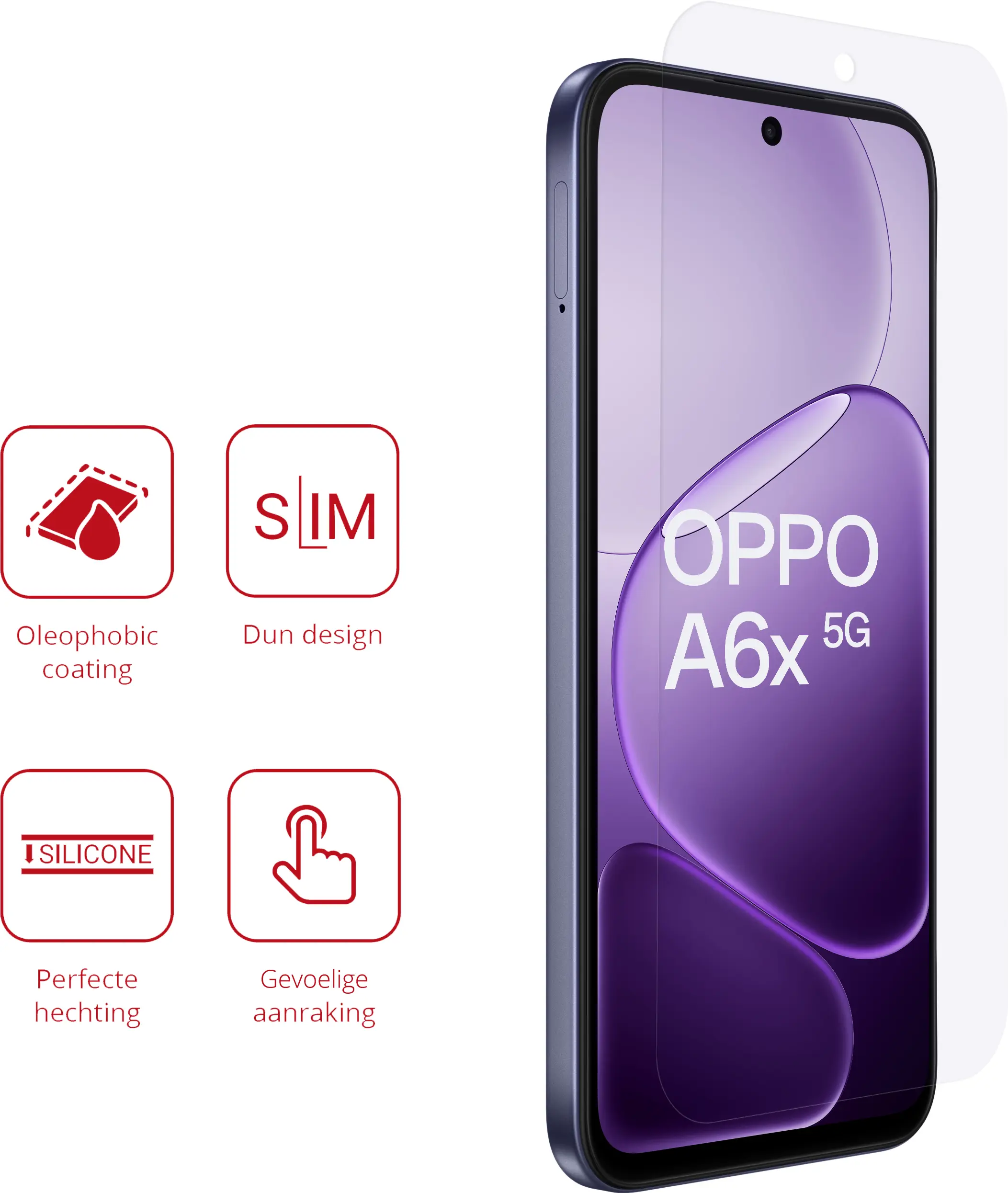 Rosso Oppo A6x Screen Protector Case Friendly Folie Duo Pack afbeelding 2
