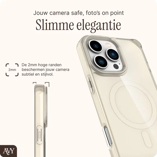 AVY Apple iPhone 16 Pro Hoesje MagSafe met Koord Haakjes Beige afbeelding 7