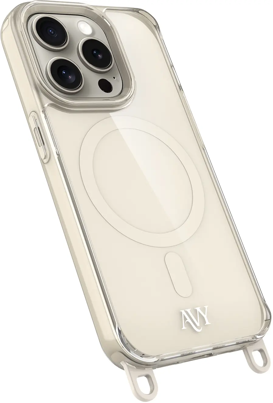 AVY Apple iPhone 15 Pro Hoesje MagSafe met Koord Haakjes Beige afbeelding 14
