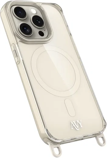 AVY Apple iPhone 15 Pro Hoesje MagSafe met Koord Haakjes Beige afbeelding 14