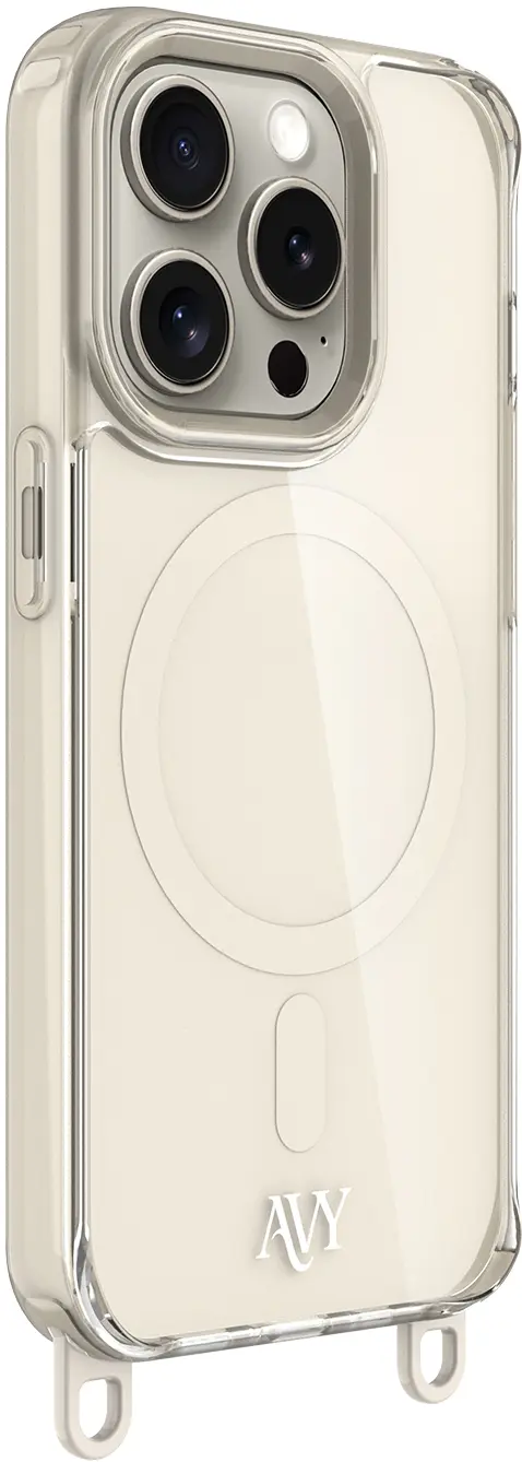 AVY Apple iPhone 15 Pro Hoesje MagSafe met Koord Haakjes Beige afbeelding 13