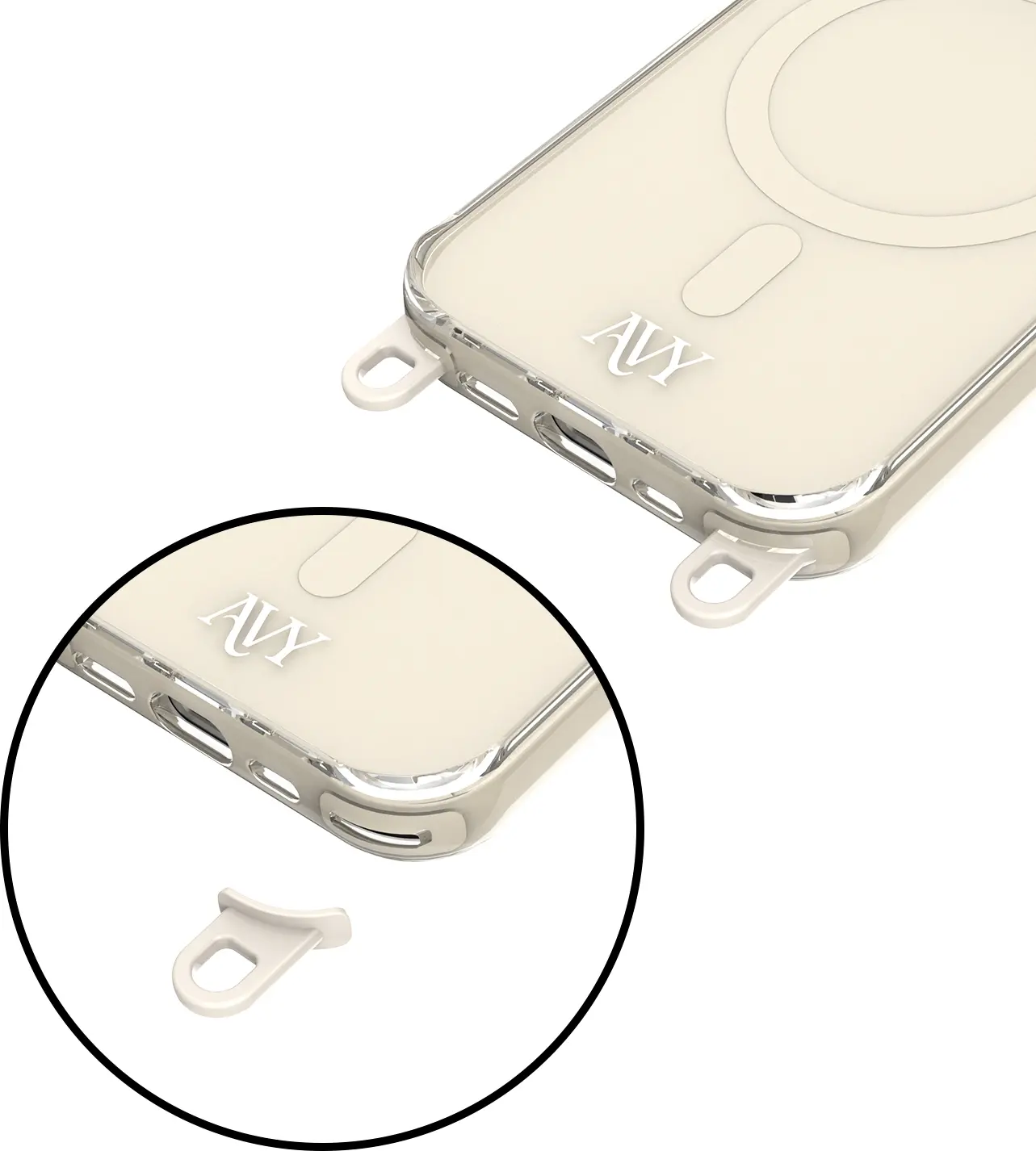 AVY Apple iPhone 15 Pro Hoesje MagSafe met Koord Haakjes Beige afbeelding 12