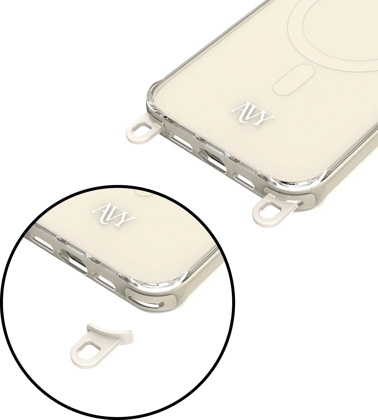 AVY Apple iPhone 15 Pro Max Hoesje MagSafe met Koord Haakjes Beige afbeelding 15