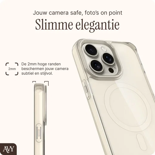 AVY Apple iPhone 15 Pro Max Hoesje MagSafe met Koord Haakjes Beige afbeelding 7