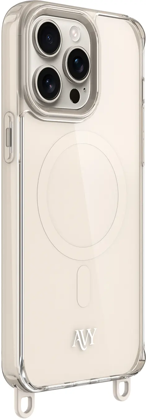 AVY Apple iPhone 15 Pro Max Hoesje MagSafe met Koord Haakjes Beige afbeelding 12