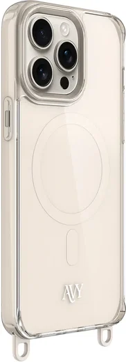 AVY Apple iPhone 15 Pro Max Hoesje MagSafe met Koord Haakjes Beige afbeelding 12
