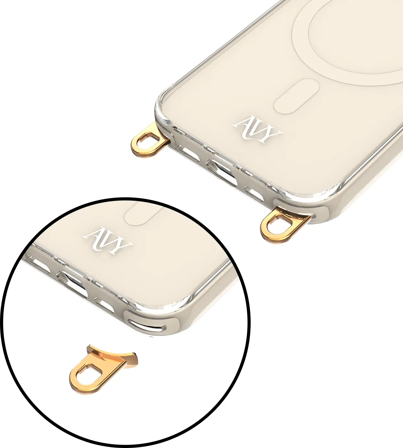 AVY Apple iPhone 14 / 13 Hoesje MagSafe met Koord Haakjes Beige afbeelding 15