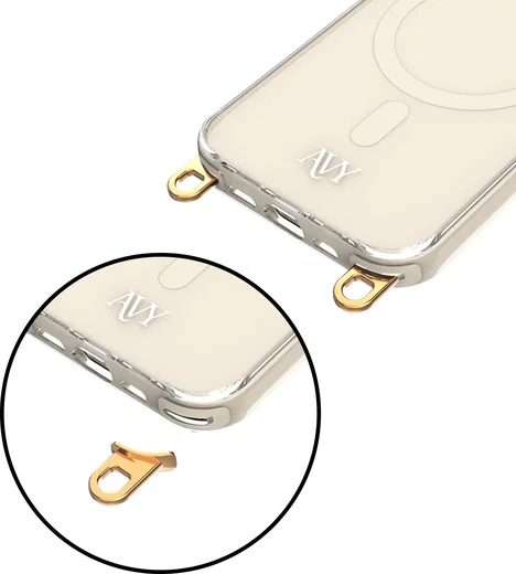 AVY Apple iPhone 14 / 13 Hoesje MagSafe met Koord Haakjes Beige afbeelding 15