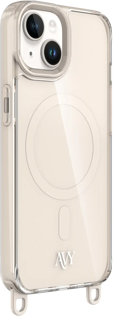 AVY Apple iPhone 14 / 13 Hoesje MagSafe met Koord Haakjes Beige afbeelding 12