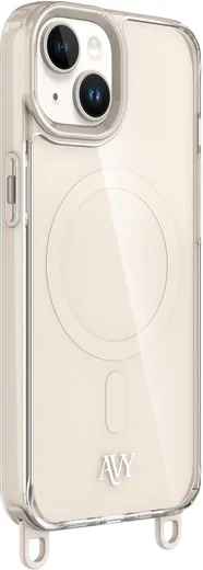 AVY Apple iPhone 14 / 13 Hoesje MagSafe met Koord Haakjes Beige afbeelding 12