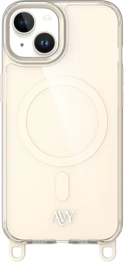 AVY Apple iPhone 14 / 13 Hoesje MagSafe met Koord Haakjes Beige afbeelding 1