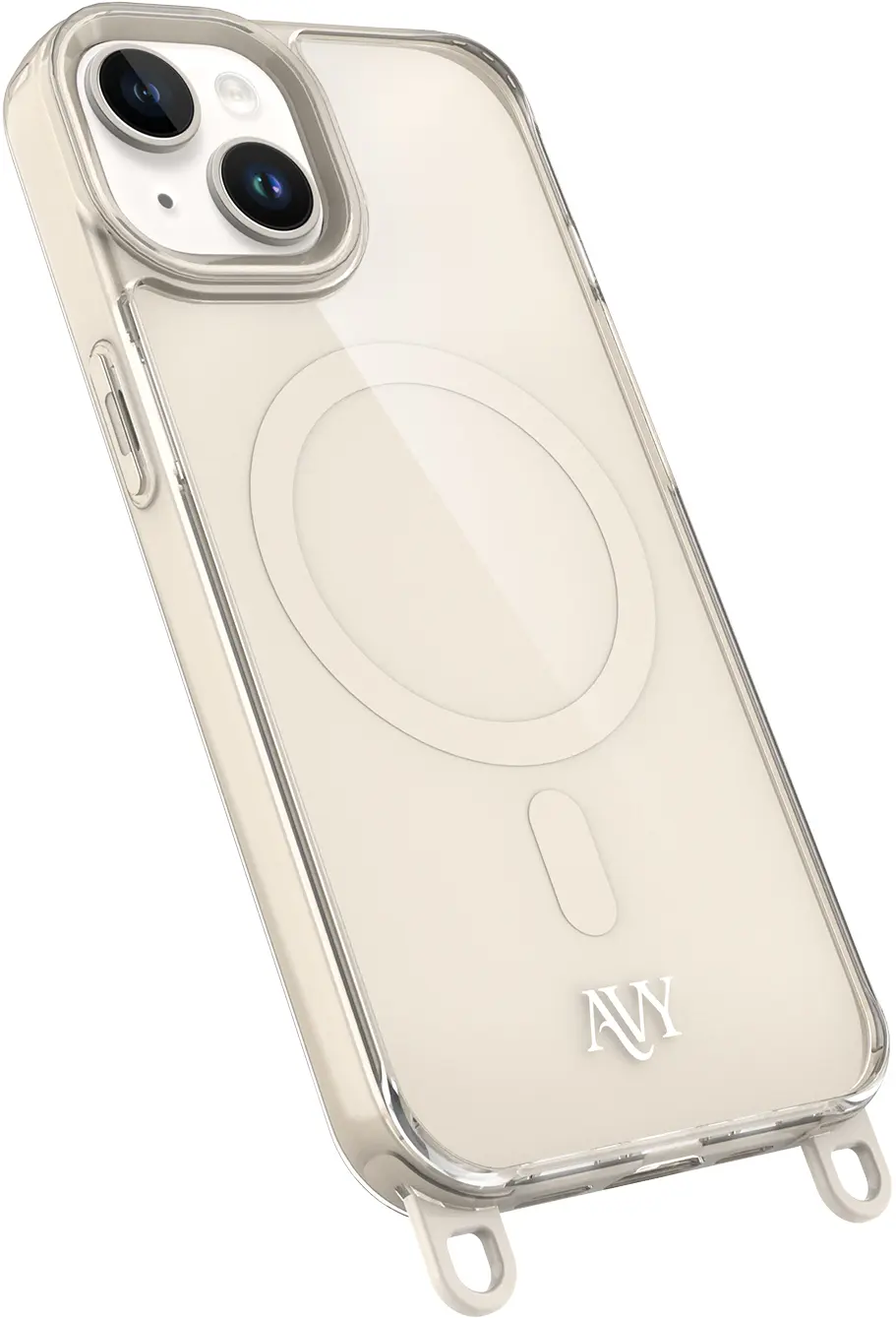 AVY Apple iPhone 14 / 13 Hoesje MagSafe met Koord Haakjes Beige afbeelding 14