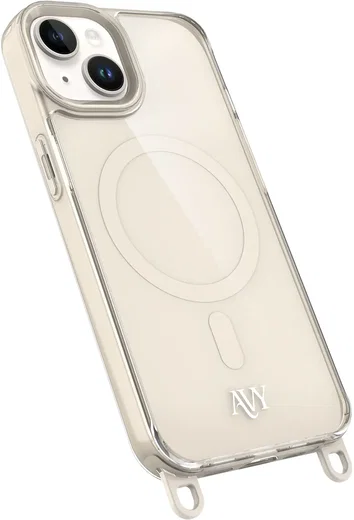 AVY Apple iPhone 14 / 13 Hoesje MagSafe met Koord Haakjes Beige afbeelding 14