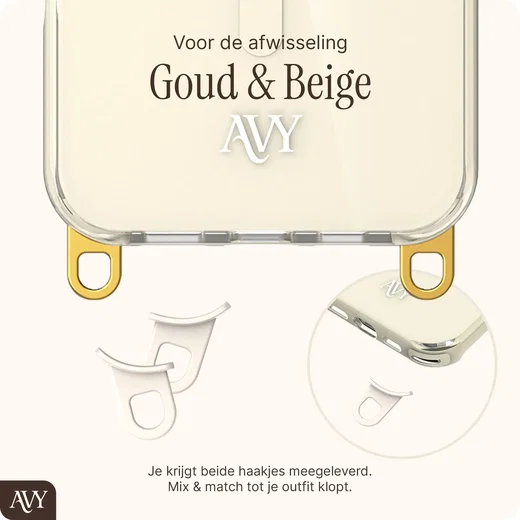 AVY Apple iPhone 14 Pro Max Hoesje MagSafe met Koord Haakjes Beige afbeelding 8