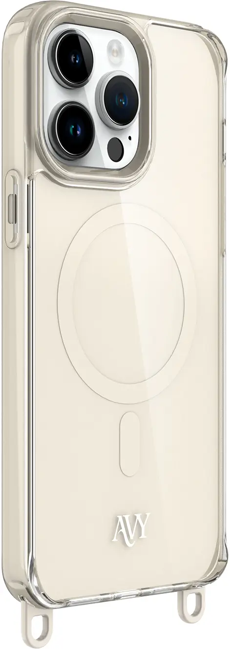 AVY Apple iPhone 14 Pro Max Hoesje MagSafe met Koord Haakjes Beige afbeelding 12