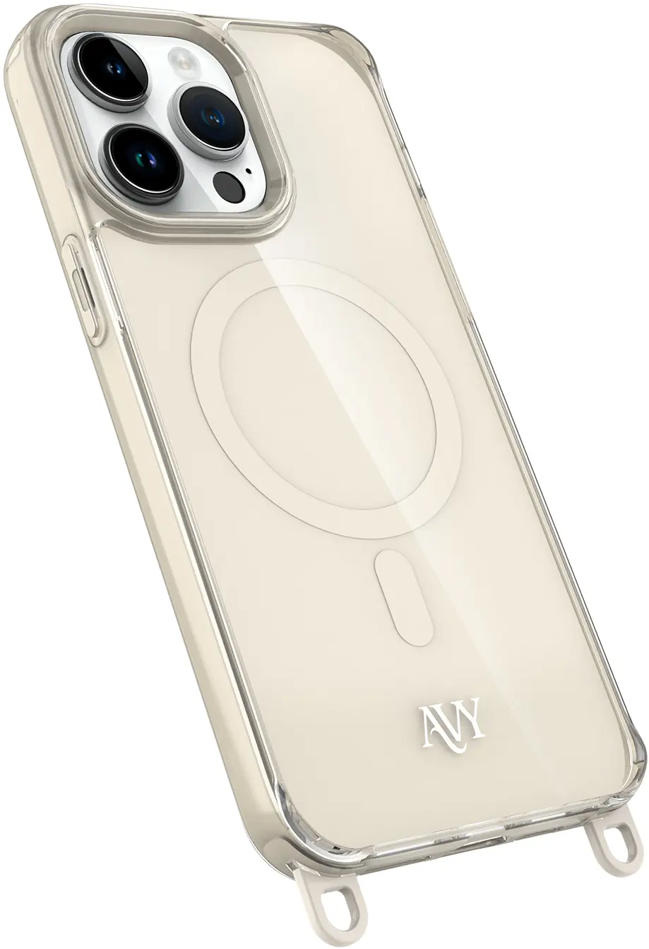 AVY Apple iPhone 14 Pro Max Hoesje MagSafe met Koord Haakjes Beige afbeelding 14