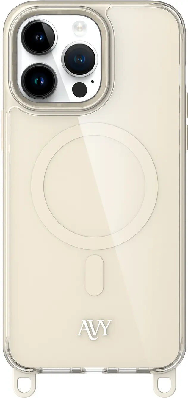 AVY Apple iPhone 14 Pro Max Hoesje MagSafe met Koord Haakjes Beige afbeelding 1
