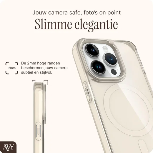 AVY Apple iPhone 13 Pro Hoesje MagSafe met Koord Haakjes Beige afbeelding 8