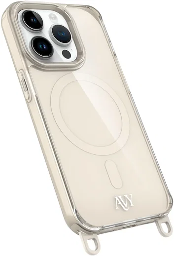 AVY Apple iPhone 13 Pro Hoesje MagSafe met Koord Haakjes Beige afbeelding 15