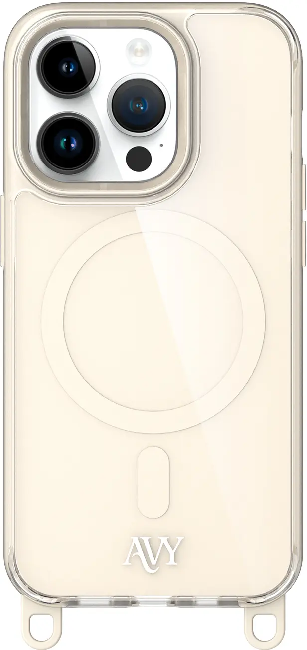 AVY Apple iPhone 13 Pro Max Hoesje MagSafe met Koord Haakjes Beige afbeelding 1