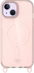 AVY Apple iPhone 15 Hoesje MagSafe met Koord Haakjes Roze afbeelding