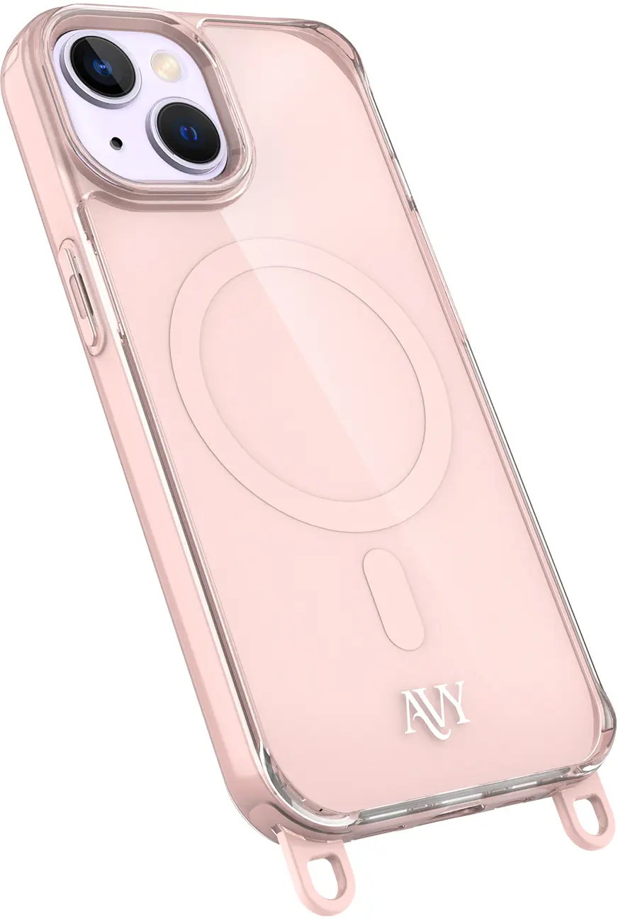 AVY Apple iPhone 15 Hoesje MagSafe met Koord Haakjes Roze afbeelding 14