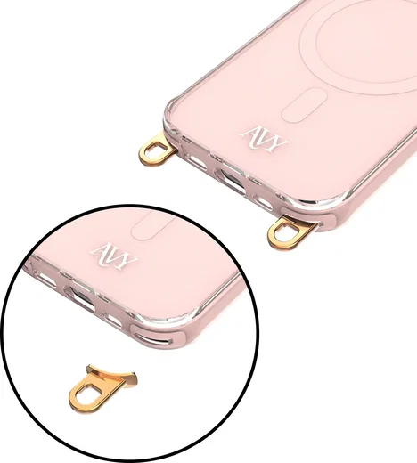 AVY Apple iPhone 15 Hoesje MagSafe met Koord Haakjes Roze afbeelding 15