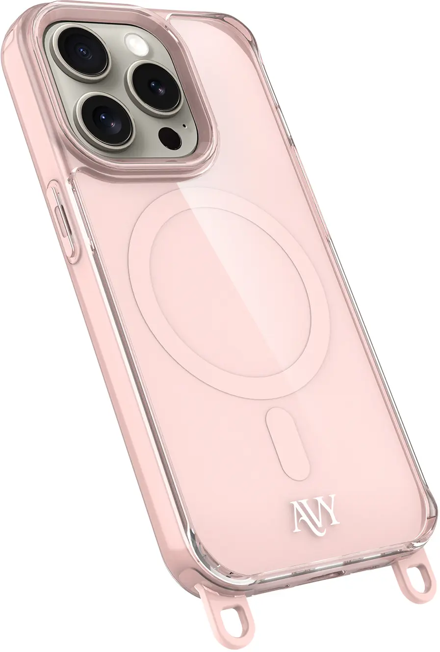 AVY Apple iPhone 15 Pro Hoesje MagSafe met Koord Haakjes Roze afbeelding 14