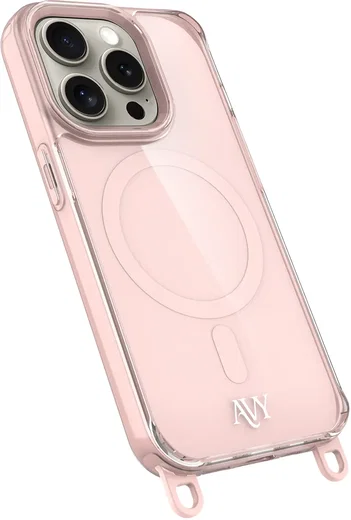 AVY Apple iPhone 15 Pro Hoesje MagSafe met Koord Haakjes Roze afbeelding 14