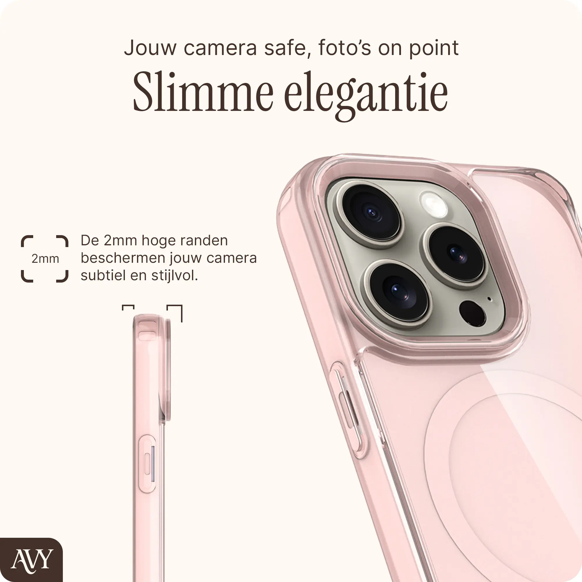 AVY Apple iPhone 15 Pro Hoesje MagSafe met Koord Haakjes Roze afbeelding 7
