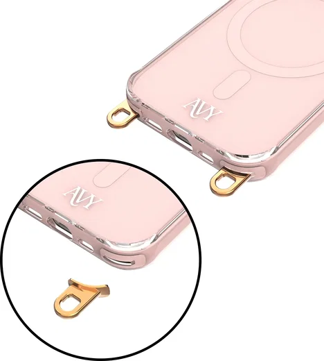 AVY Apple iPhone 15 Pro Hoesje MagSafe met Koord Haakjes Roze afbeelding 15