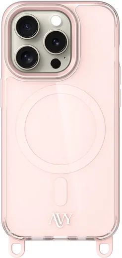 AVY Apple iPhone 15 Pro Hoesje MagSafe met Koord Haakjes Roze afbeelding 1