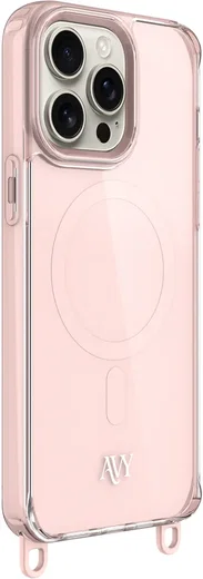AVY Apple iPhone 15 Pro Max Hoesje MagSafe met Koord Haakjes Roze afbeelding 12