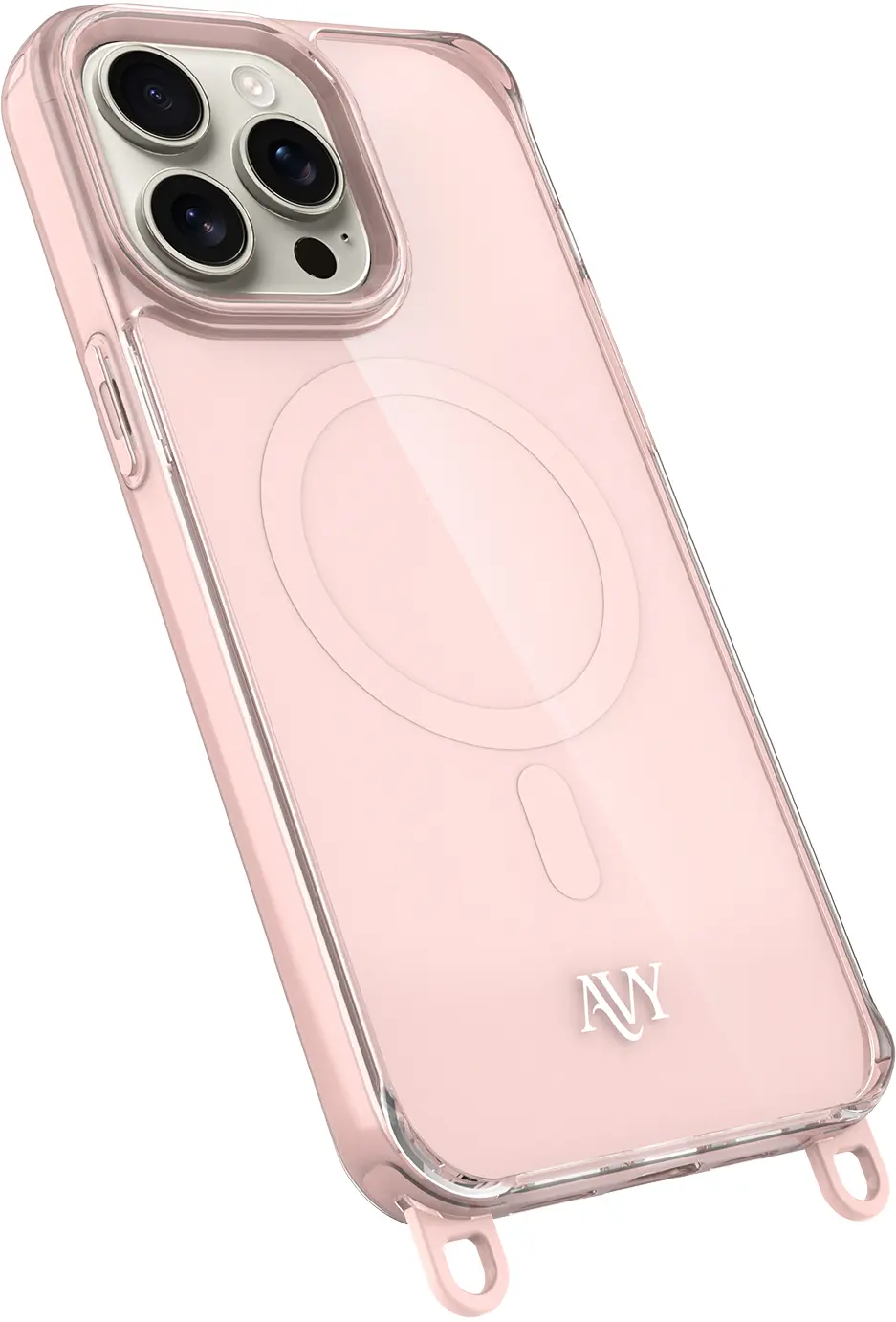 AVY Apple iPhone 15 Pro Max Hoesje MagSafe met Koord Haakjes Roze afbeelding 14