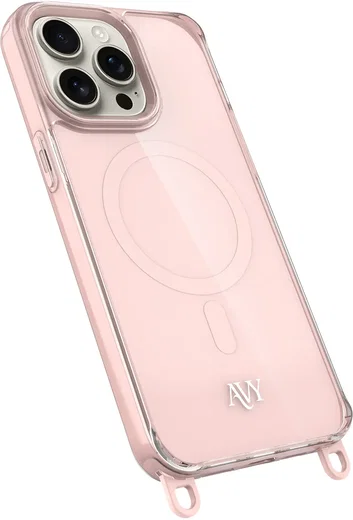 AVY Apple iPhone 15 Pro Max Hoesje MagSafe met Koord Haakjes Roze afbeelding 14